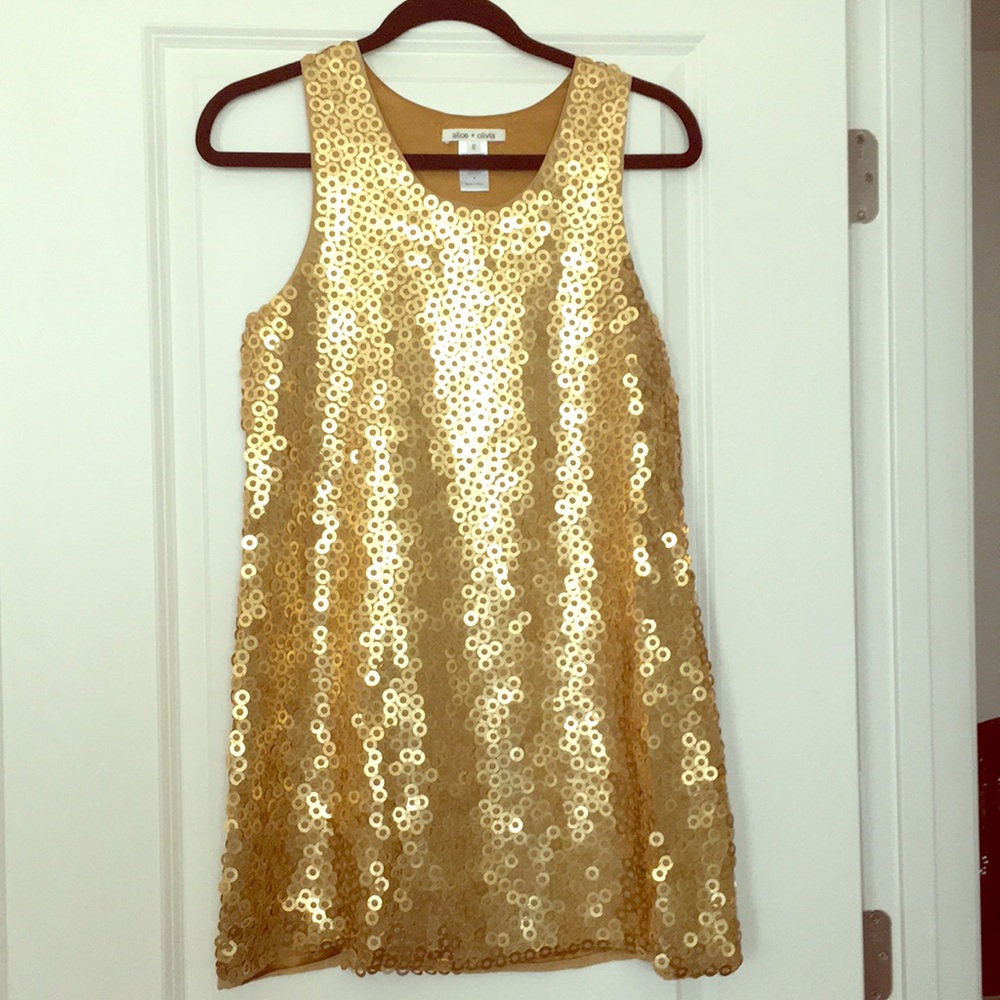 Alice and Olivia Gold Sequin Mini Dress